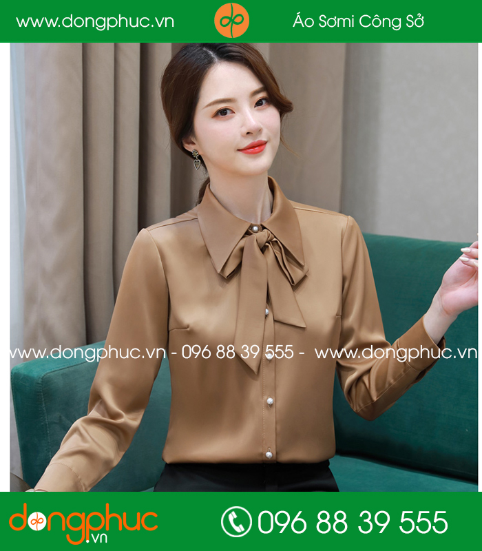 Đồng phục áo sơ mi màu vàng nâu